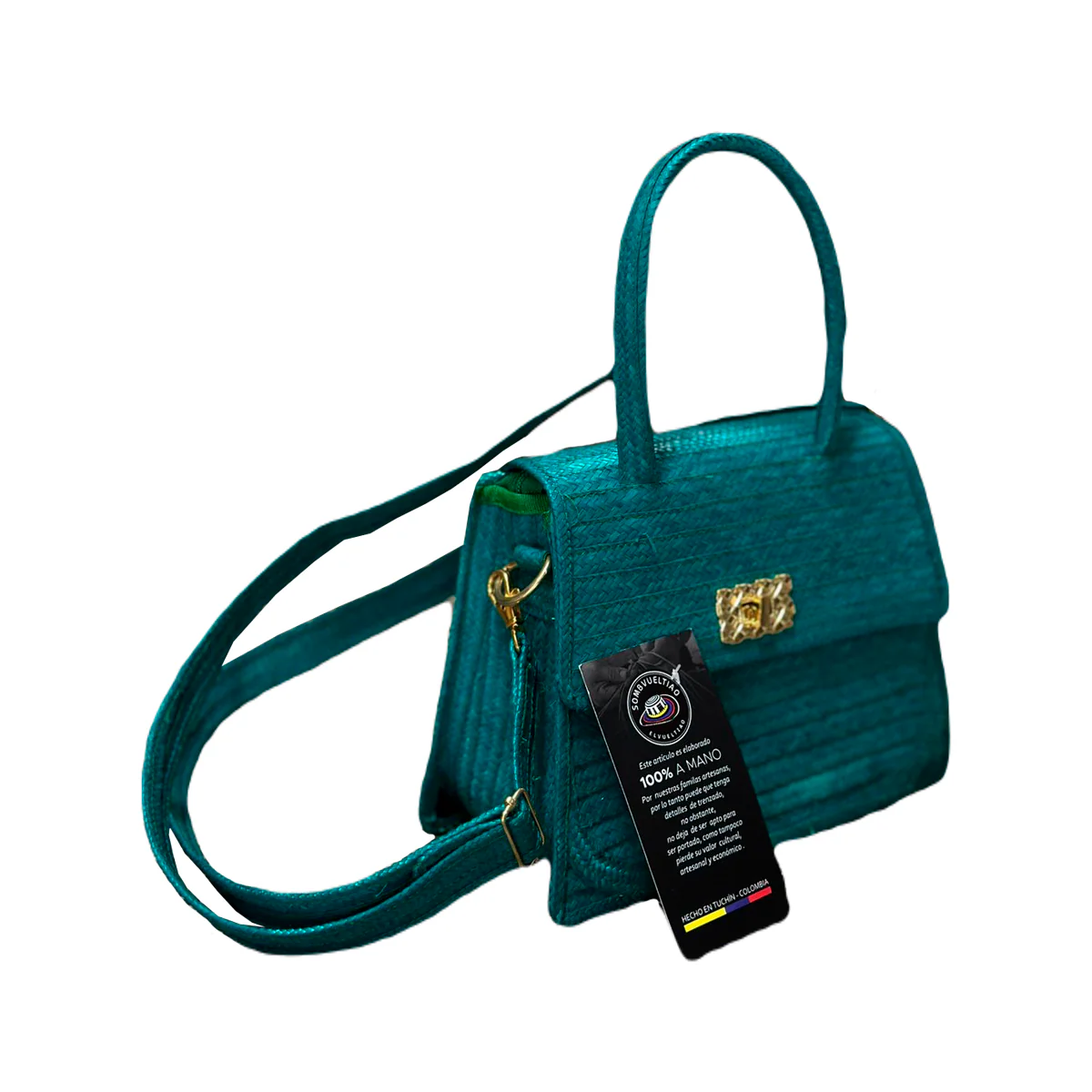 Cartera Exclusiva Artesanal Diseño Verde 2 - Imagen 3