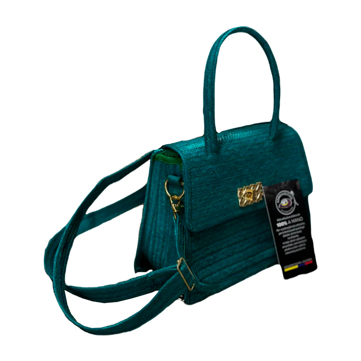 Cartera Exclusiva Artesanal Diseño Verde 2 - Imagen 4