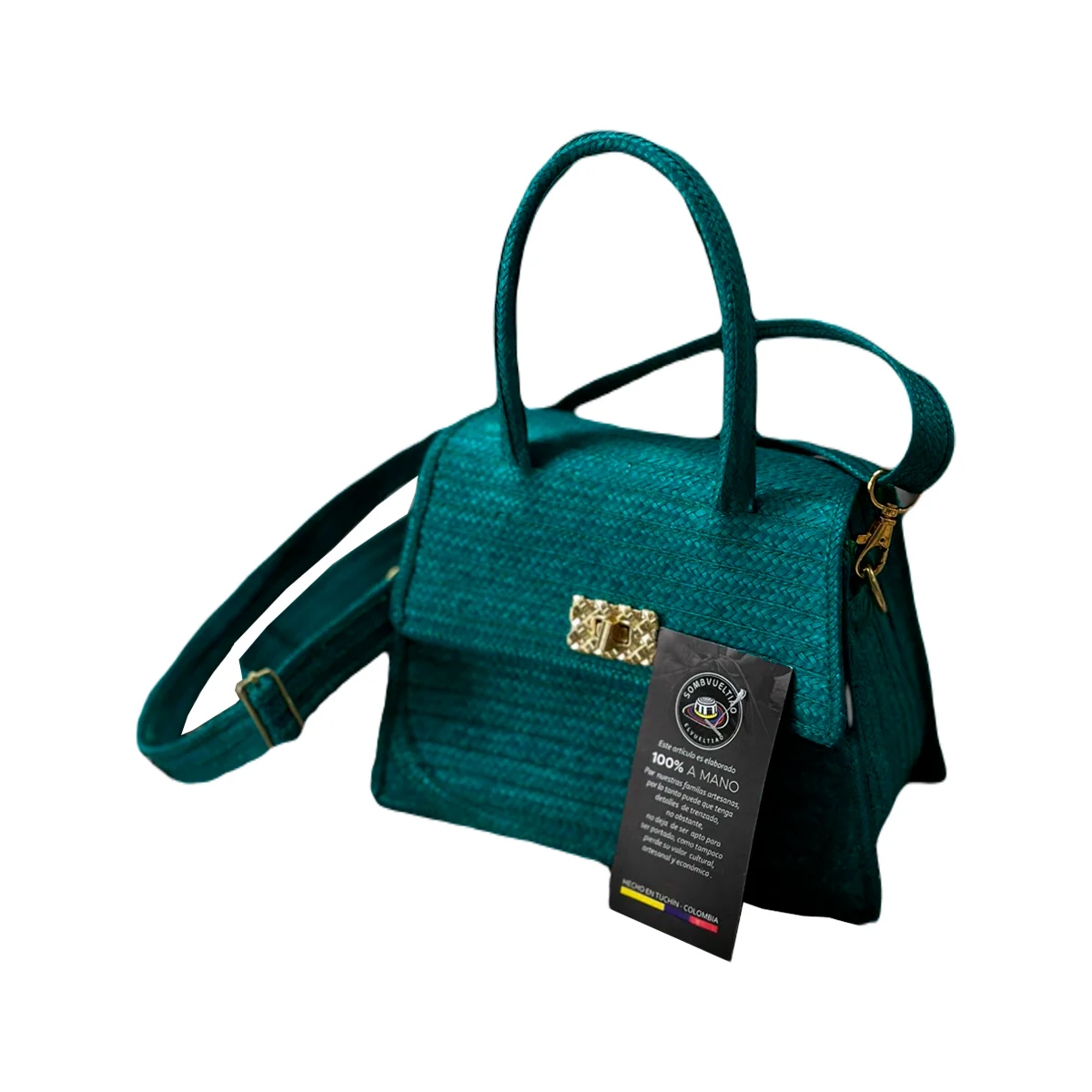 Cartera Exclusiva Artesanal Diseño Verde 2 - Imagen 5