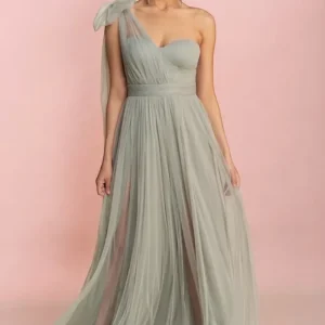Vestido Largo Mesh Strapless  Se amarra en Hombro