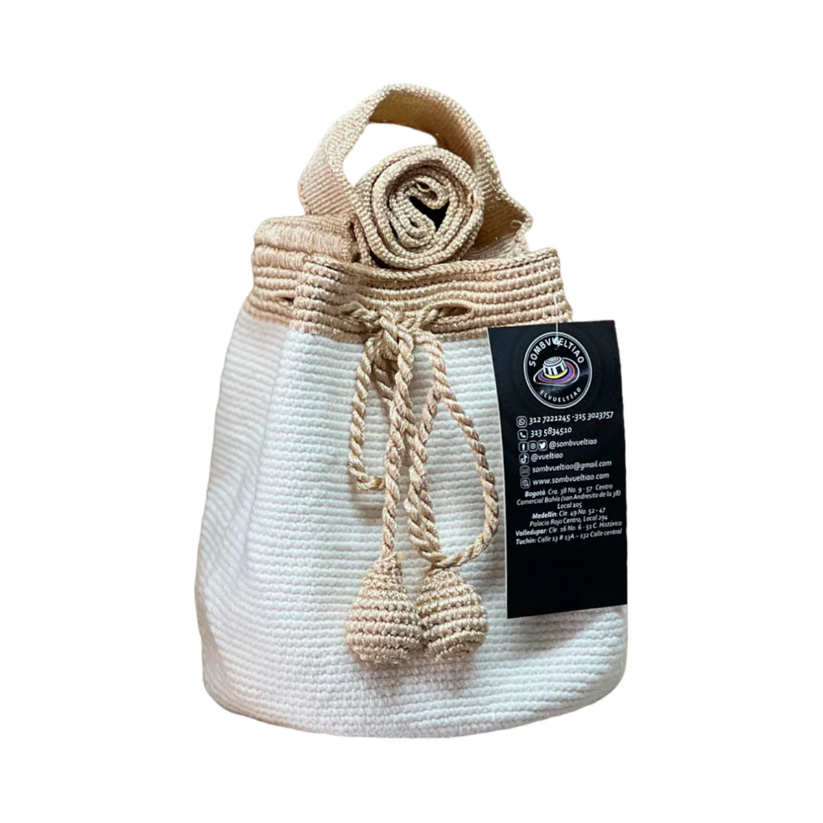 Mochila Beige Diseño Asa de Colores - Imagen 2