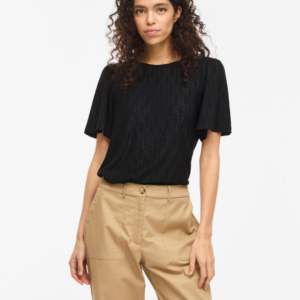 Camiseta calada negra manga corta – VILA
